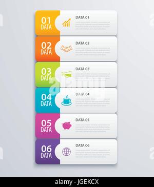 6 Infografik Registerkarte Index Banner Design Vektor und Vorlage-marketing-Geschäft. Einsetzbar für Workflow-Layout, Diagramm, Jahresbericht, Web-Design. Bus Stock Vektor