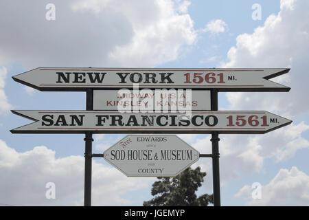 Kinsley Kansas, Mitte Punkt zwischen den Küsten der USA Stockfoto