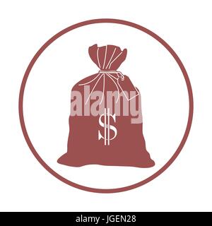 Stilisierte Symbol einer verknoteten Tasche mit Geld. Design für Banner, Poster oder Druck. Stock Vektor