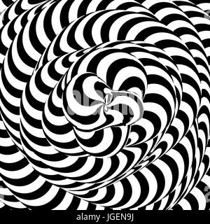 Abstrakte gestreiften Hintergrund. Wirbelnden Monochrome Formen. Schwarz und weiß Strahlen. Verzerrung Hintergrund Illustration Stock Vektor