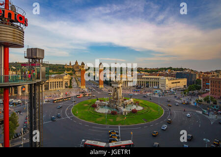 Placa d'Espanya, auch als Plaza de Espana bekannt, ist einer der wichtigsten Plätze, gebaut in Barcelona anlässlich der 1929 International Exhibiti Stockfoto