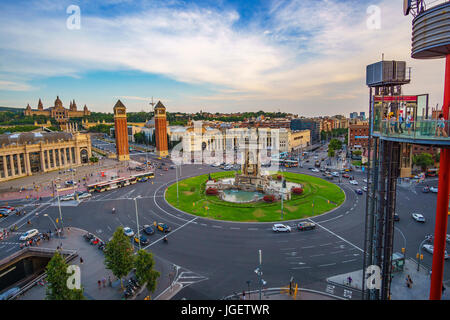 Placa d'Espanya, auch als Plaza de Espana bekannt, ist einer der wichtigsten Plätze, gebaut in Barcelona anlässlich der 1929 International Exhibiti Stockfoto