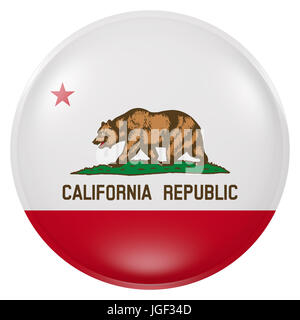 3D-Rendering des California State Flag auf Knopfdruck Stockfoto