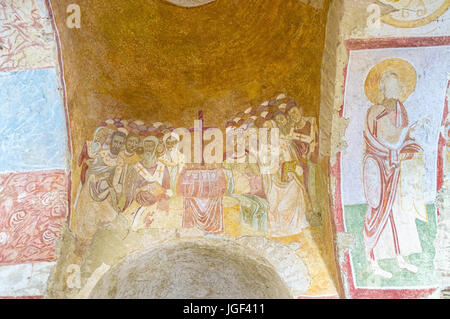 DEMRE, Türkei - 7. Mai 2017: St. Nicholas Church in Myra war mit schönen Fresken verziert und erhaltene Fragmente davon befindet sich auf einige Decke Stockfoto