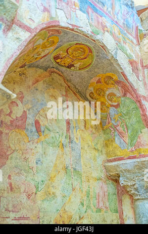 DEMRE, Türkei - 7. Mai 2017: Die mittelalterlichen Fresko zeigt die Bibel Szenen, am St.-Nikolaus-Kirche, am 7. Mai in Demre. Stockfoto