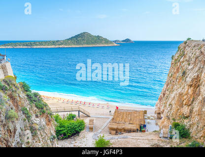 Kaputas Strand ist einer der beliebtesten Strände an der türkischen Riviera, Kalkan, Türkei Stockfoto
