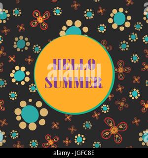Schriftzug Hallo Sommer auf nahtlose Hintergrund drucken Stock Vektor