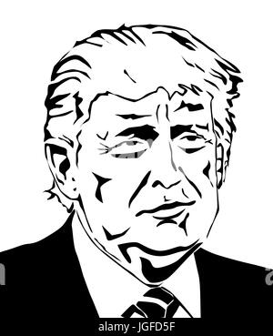 Donald Trump Vektor Portrait Illustration der 45. Präsident der Vereinigten Staaten Stockfoto