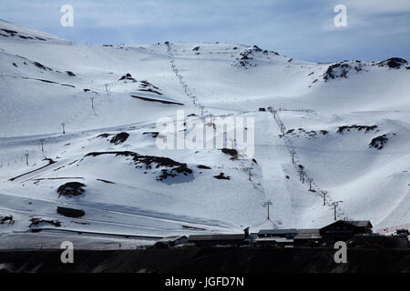 Sesselbahnen, Mount Hutt Skigebiet Mitte Canterbury, Südinsel, Neuseeland Stockfoto