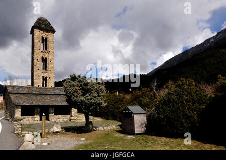 Romanische Kirche von Sant Miquel d Engolasters, Escaldes-Engordany, Andorra Stockfoto