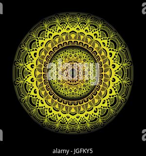 Abstrakte Mandala Ornament für Erwachsene Malbücher. Asiatische Muster. Orange gradient authentischen Hintergrund. Stock Vektor
