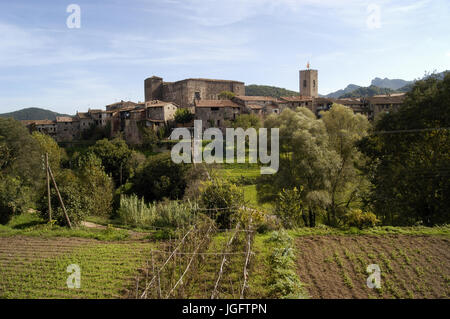 Mittelalterliche Dorf von Santa Pau, Garrotxa, Provinz Girona, Katalonien, Spanien Stockfoto