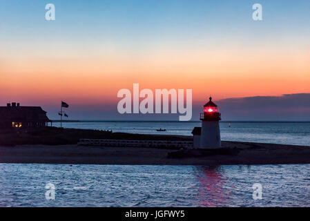 Brant Point Leuchtturm auf Nantucket Insel, Massachusetts, USA. Stockfoto