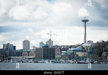 Blick auf die Skyline von Washington State vom Gasworks Park Stockfoto