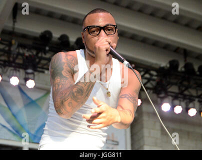 Milwaukee, Wisconsin, USA. 6. Juli 2017. Rap-Künstler Vincent VanGreat tritt bei Henry Maier Festival Park beim Sommerfest in Milwaukee, Wisconsin. Ricky Bassman/Cal Sport Media/Alamy Live-Nachrichten Stockfoto