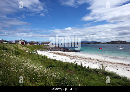 Martyr's Bay auf Iona mit Blick auf die Insel Mull, Innere Hebriden, Schottland Stockfoto