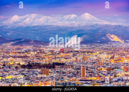 Asahikawa, Japan Winter Stadtbild in Hokkaido. Stockfoto