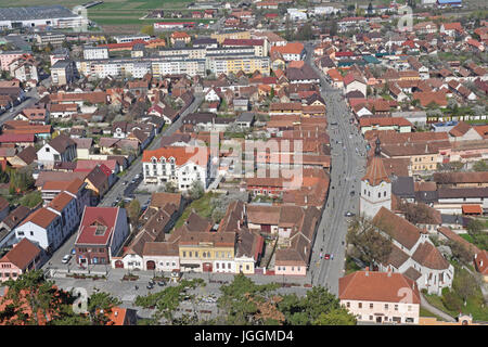 Blick auf die Stadt Rasnow von der Festung, Siebenbürgen, Rumänien Stockfoto