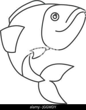 Skizze-Silhouette der Forellenbarsch Fischen Stock Vektor