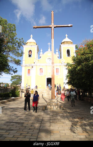 Kirche Sao Thome, Square Baron Alfenas, 2016, Center, City, São Tomé Das Letras, Minas Gerais, Brasilien. Stockfoto