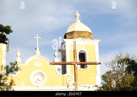 Kirche Sao Thome, Square Baron Alfenas, 2016, Center, City, São Tomé Das Letras, Minas Gerais, Brasilien. Stockfoto