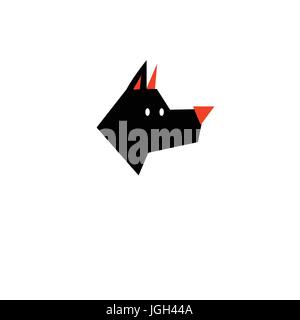 Vektor schwarze Silhouette Symbol Hund auf weißem Hintergrund Stock Vektor