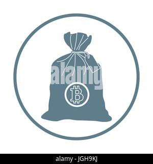 Stilisierte Symbol einer verknoteten Tasche mit Geld. Design für Banner, Poster oder Druck. Stock Vektor