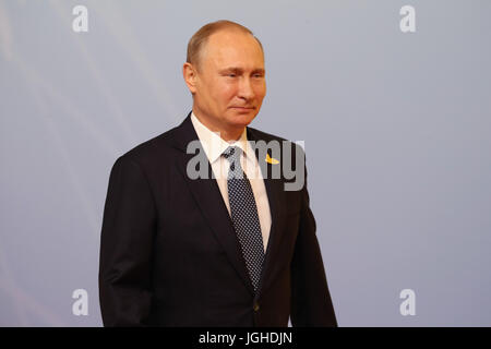 Russischen Präsidenten Vladimir Putin besucht den G20-Gipfel in Hamburg. Stockfoto