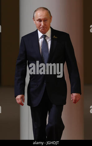Russischen Präsidenten Vladimir Putin besucht den G20-Gipfel in Hamburg. Stockfoto