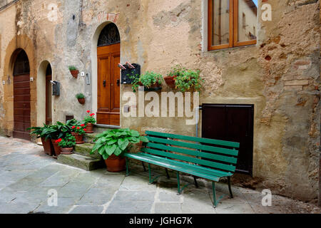 Häuser in Pienza, Toskana, Italien Stockfoto