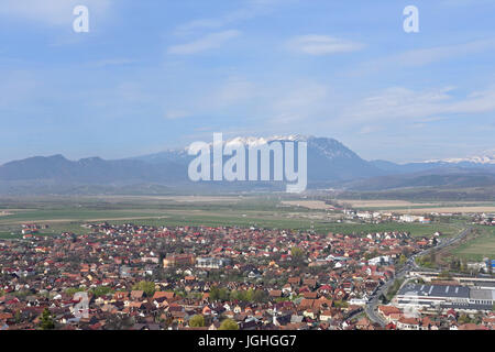 Blick auf die Stadt Rasnow von der Festung, Siebenbürgen, Rumänien Stockfoto