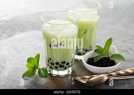 Matcha Bubble tea Stockfoto
