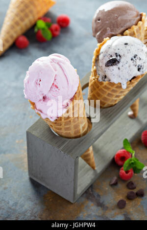 Vielzahl von Eiswaffeln Stockfoto