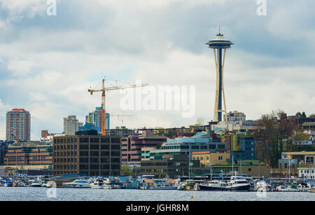 Blick auf die Skyline von Washington State vom Gasworks Park Stockfoto