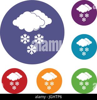 Wolke und Schneeflocken Icons set Stock Vektor