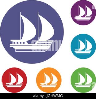 Großen Yacht Icons set Stock Vektor