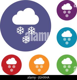 Wolke und Schneeflocken Icons set Stock Vektor