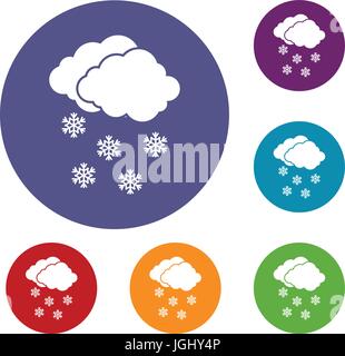 Wolke und Schneeflocken Icons set Stock Vektor