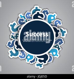 Blaue Dollarzeichen um eine große blaue Erfolg Label - abstrakte Finanzerfolg Hintergrund Konzeption in bearbeitbares Vektor-Format Stock Vektor