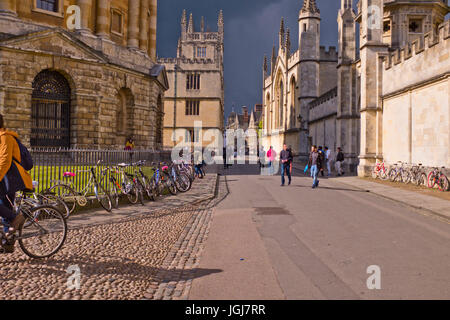 Hochschulen, Universitäten, Museen, Bibliotheken, Stadt, Türme, Kirchen, Architektur, Sitz des Lernens, Oxford, Oxfordshire, Vereinigtes Königreich, England, Großbritannien Stockfoto