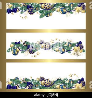 Christmas Garland und Glitter vollständigen Vektor Banner Stock Vektor