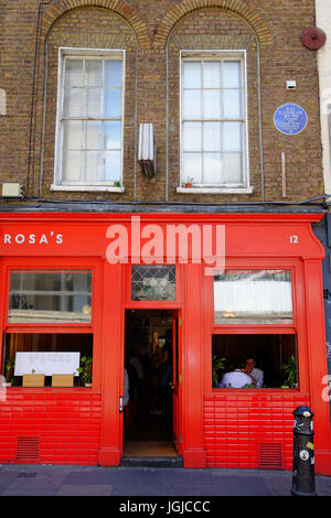 Rosas Thai Café in der Hanbury Street, Spitalfields im Londoner East End, eine trendige, lässige Ess-Ziel. Stockfoto