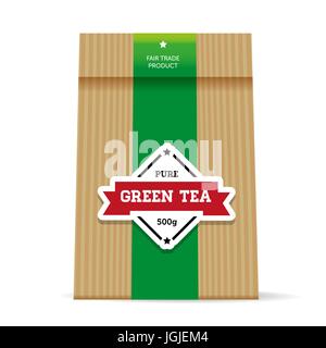 Grüner Tee Vintage Verpackung Stock Vektor