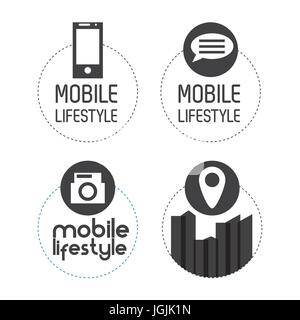 Stellen Sie Digitaltechnik apps icons Stock Vektor