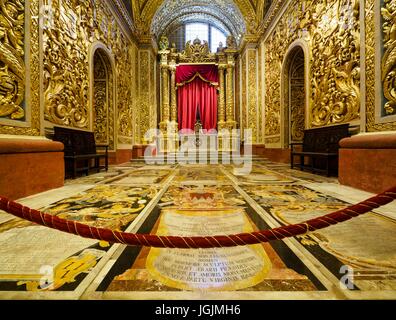 Innenansicht der St. Johns Co-Kathedrale in der Hauptstadt Valletta / Malta. Stockfoto