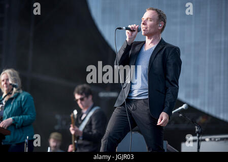 Glasgow, Vereinigtes Königreich. 7. Juli 2017. Belle und Sebastian führen auf der Hauptbühne am TRNSMT Festival 2017, Glasgow Green, Glasgow 07.07.2017 Credit: Gary Mather/Alamy Live News Stockfoto