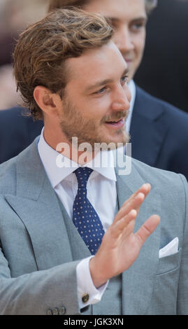 Hannover, Deutschland. 8. Juli 2017. Pierre Casiraghi, fotografiert bei der kirchlichen Hochzeit von Prinz Ernst August von Hannover und Ekaterina von Hannover an der Marktkirche-Kirche in Hannover, 8. Juli 2017. Foto: Julian Stratenschulte/Dpa/Alamy Live News Stockfoto