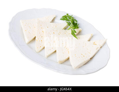 Georgische hausgemachten Weichkäse. Isoliert auf weißem Hintergrund. Stockfoto