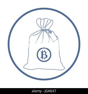Stilisierte Symbol einer verknoteten Tasche mit Geld. Design für Banner, Poster oder Druck. Stock Vektor
