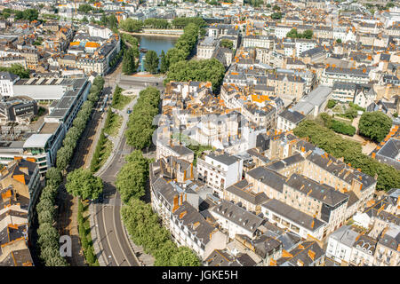 Luftbild auf Nantes Stadt in Frankreich Stockfoto